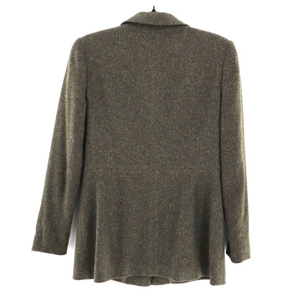 Caslon Silk Wool Overcoat Womens 8P Green Rich Auntie Core Quiet Luxury Academia - Picture 3 of 10